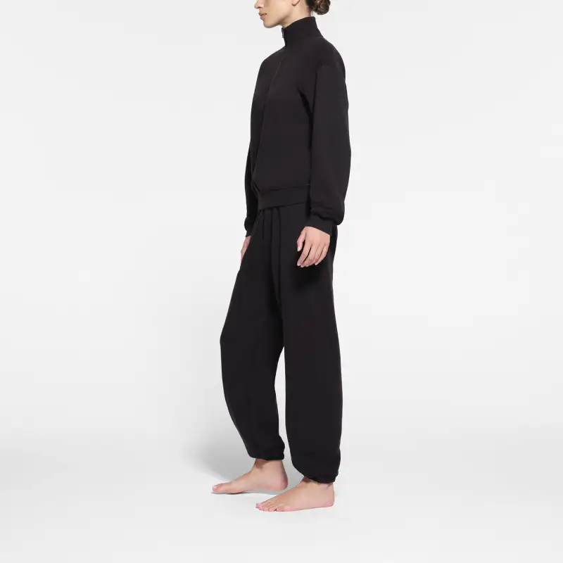 SKIMS COTTON FLEECE CLASSIC QUARTER ZIP PULLOVER Sweatshirt Women's ONYX/Onyx-3