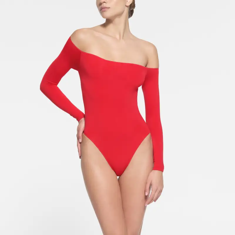 SKIMS ESSENTIAL OFF THE SHOULDER BODYSUIT Bodysuits Women's RED/Red-1