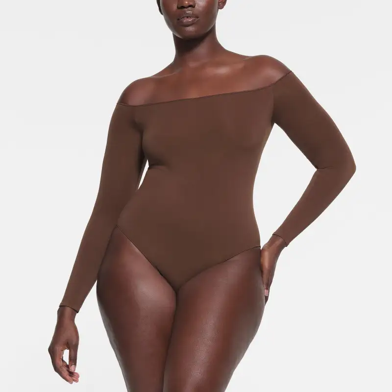SKIMS ESSENTIAL OFF THE SHOULDER BODYSUIT Bodysuits Women's COCOA/Cocoa-1