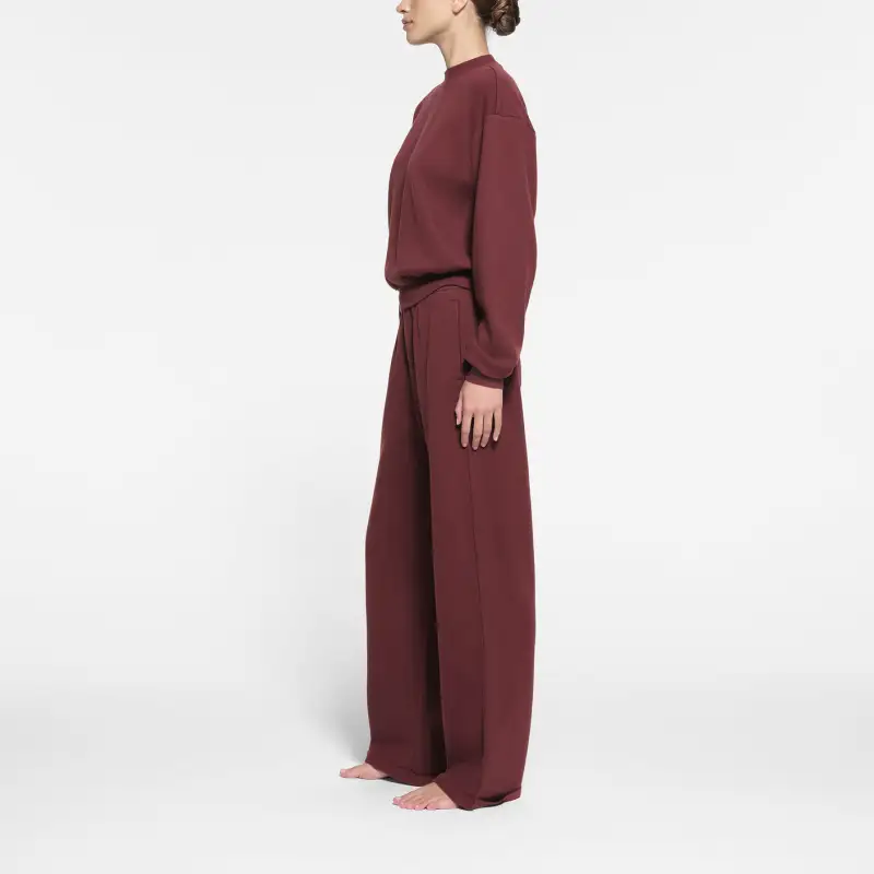 Skims COTTON FLEECE CLASSIC STRAIGHT LEG PANT Casual Pants Women's OXBLOOD/Fuchsia-3