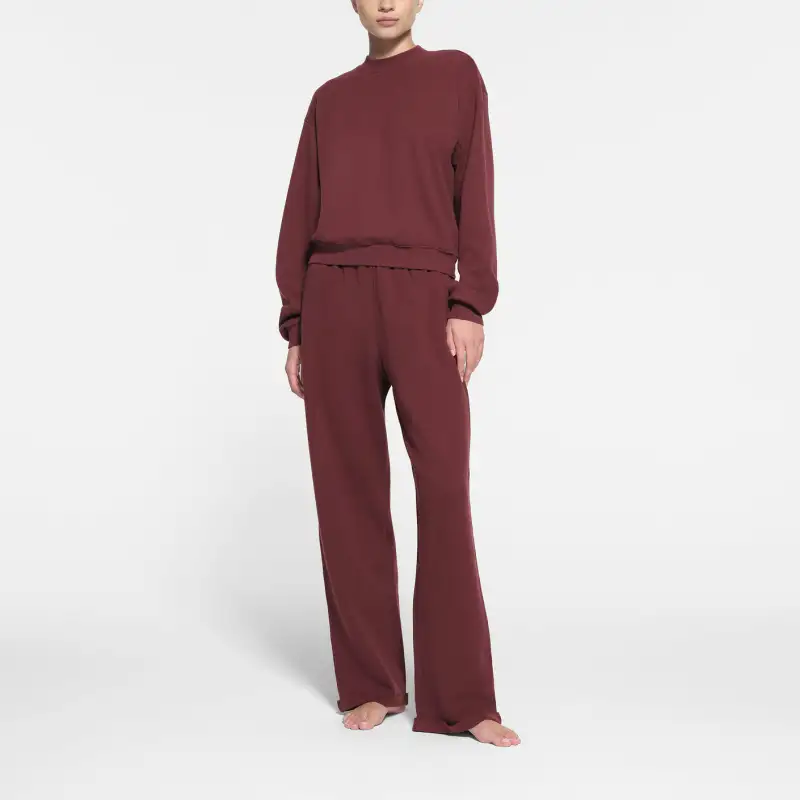 Skims COTTON FLEECE CLASSIC STRAIGHT LEG PANT Casual Pants Women's OXBLOOD/Fuchsia-2