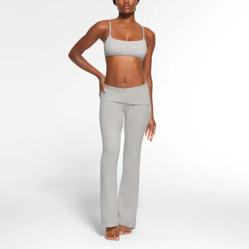 SKIMS COTTON JERSEY FOLDOVER PANT Casual Pants Women's LIGHT HEATHER GREY/Light Heather Gray-1