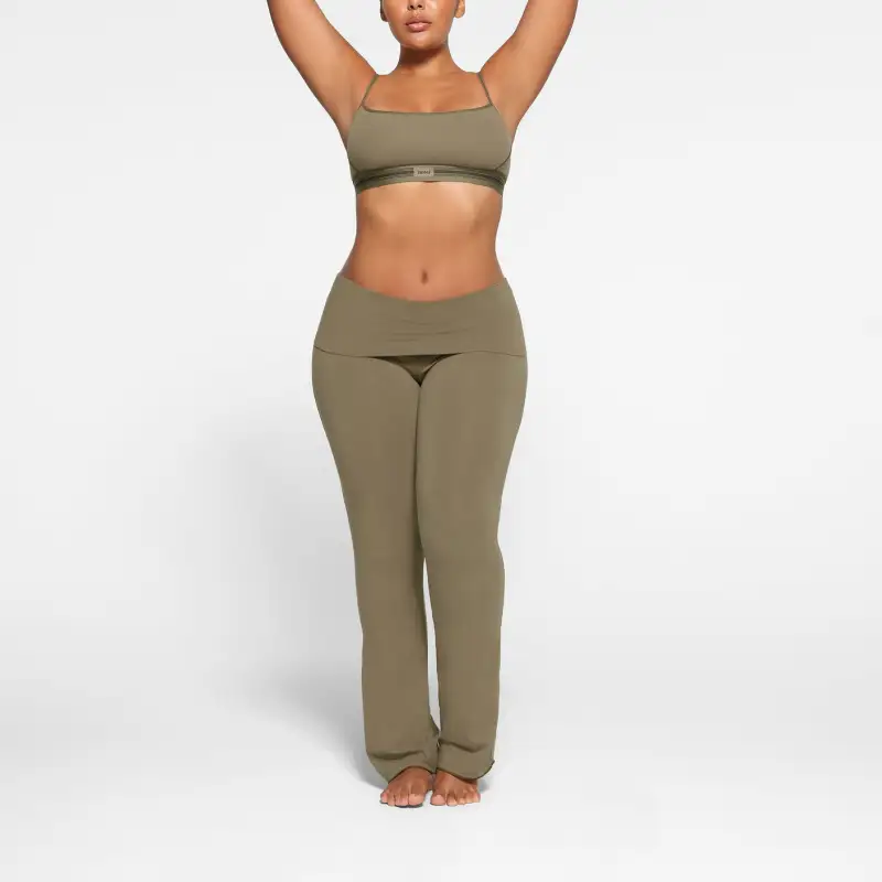 Skims COTTON JERSEY FOLDOVER PANT Casual Pants Women's ARMY/Army Green-1