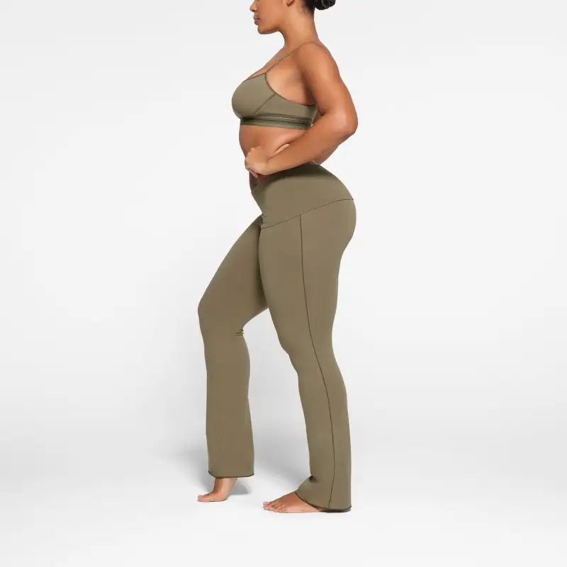 Skims COTTON JERSEY FOLDOVER PANT Casual Pants Women's ARMY/Army Green-3