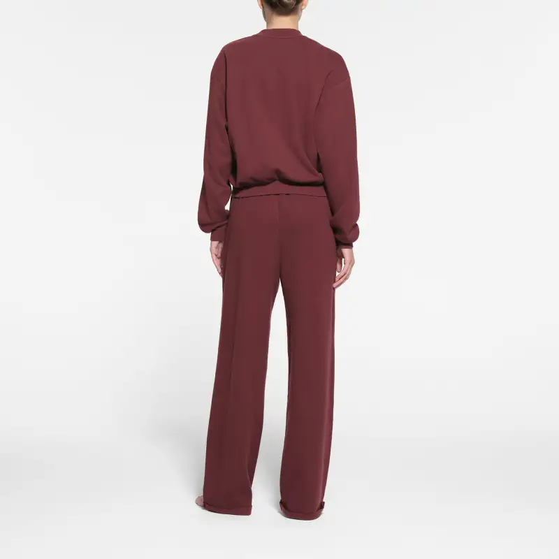 Skims COTTON FLEECE CLASSIC STRAIGHT LEG PANT Casual Pants Women's OXBLOOD/Fuchsia-1