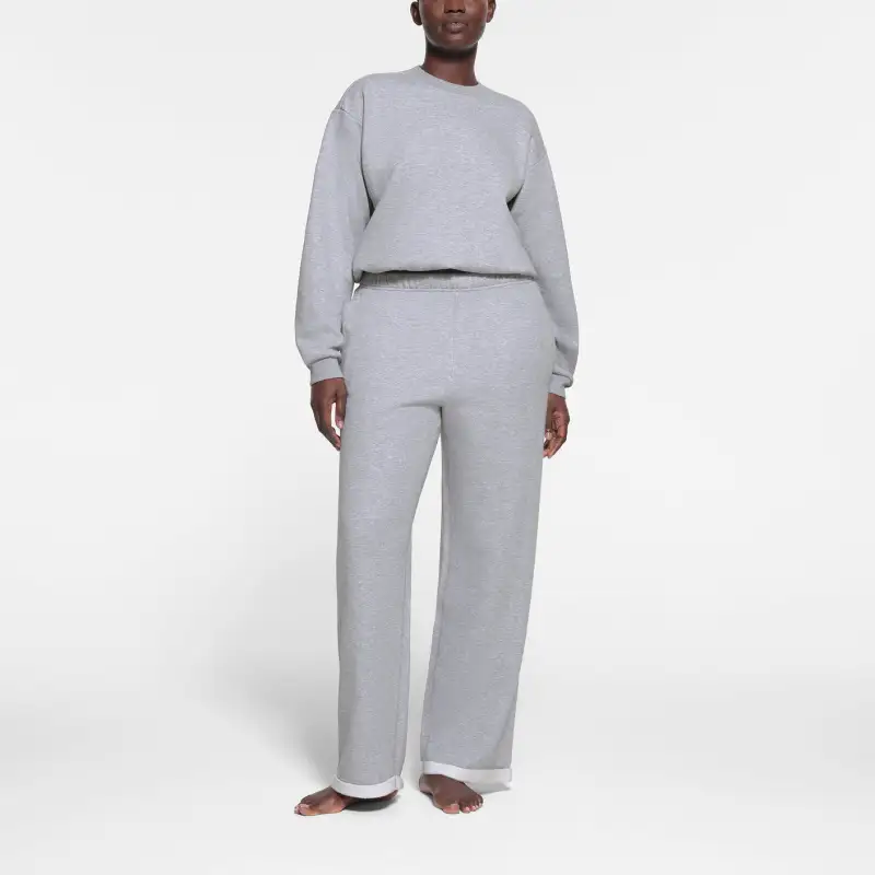 Skims COTTON FLEECE CLASSIC STRAIGHT LEG PANT Casual Pants Women's HEATHER GREY/Heather Gray-1