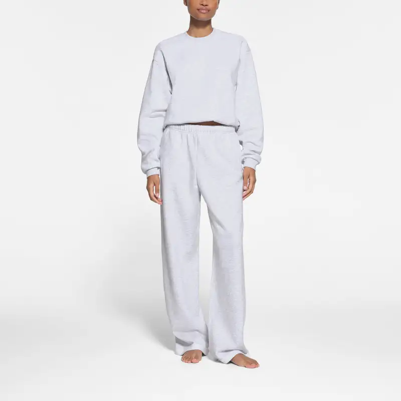 SKIMS COTTON FLEECE CLASSIC STRAIGHT LEG PANT Casual Pants Women's Light Heather Grey-1