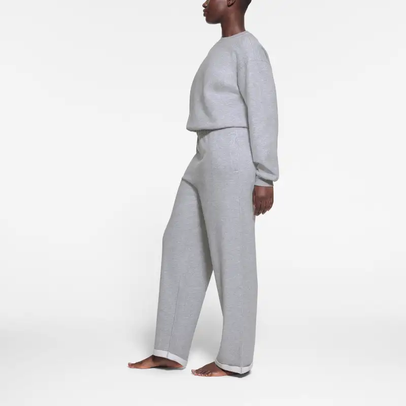 Skims COTTON FLEECE CLASSIC STRAIGHT LEG PANT Casual Pants Women's HEATHER GREY/Heather Gray-3