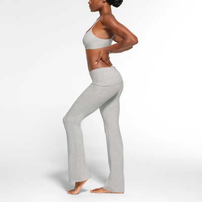 SKIMS COTTON JERSEY FOLDOVER PANT Casual Pants Women's LIGHT HEATHER GREY/Light Heather Gray-3