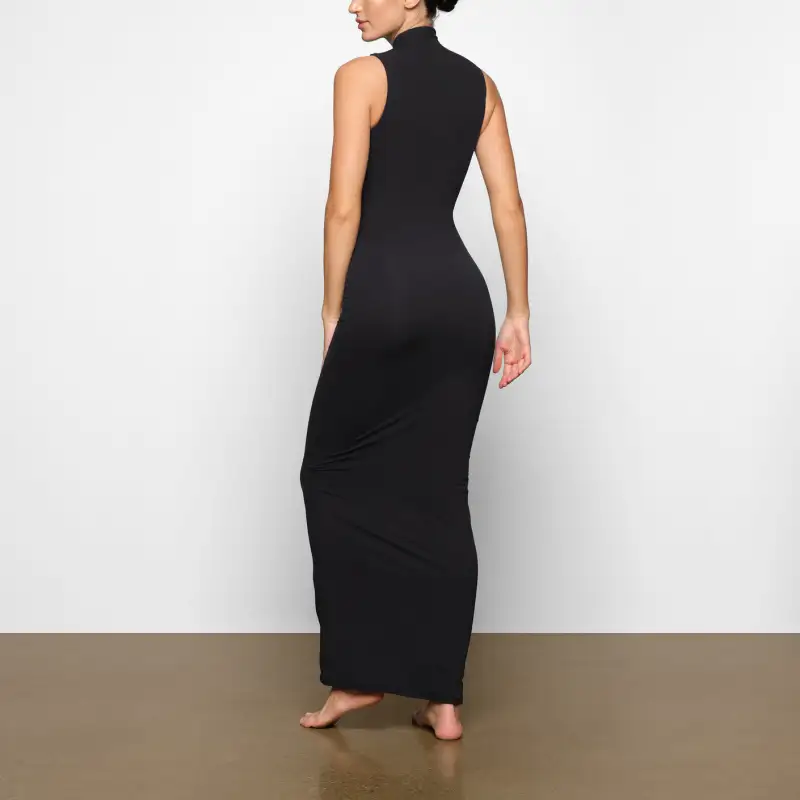 SKIMS FITS EVERYBODY SLEEVELESS MOCK NECK DRESS Sleeveless Dress Women's ONYX/Onyx-2