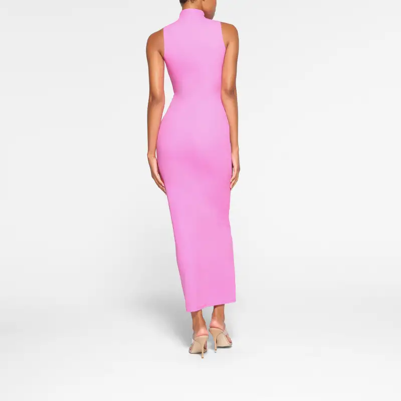 SKIMS FITS EVERYBODY SLEEVELESS MOCK NECK DRESS Sleeveless Dress Women's NEON ORCHID/Neon Orchid-2