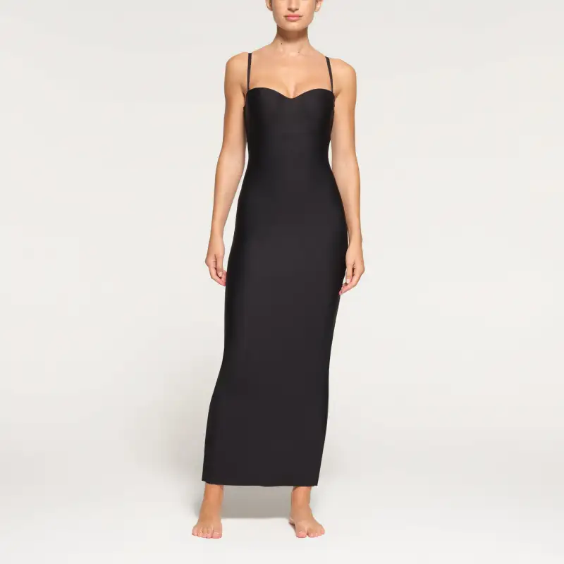 SKIMS BODY UNDERWIRE LONG DRESS Slip Dresses Women's ONYX/Onyx-1