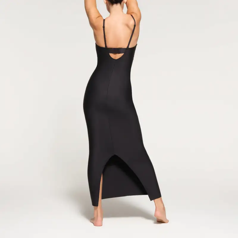 SKIMS BODY UNDERWIRE LONG DRESS Slip Dresses Women's ONYX/Onyx-2