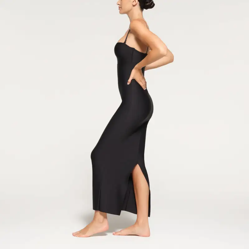 SKIMS BODY UNDERWIRE LONG DRESS Slip Dresses Women's ONYX/Onyx-3