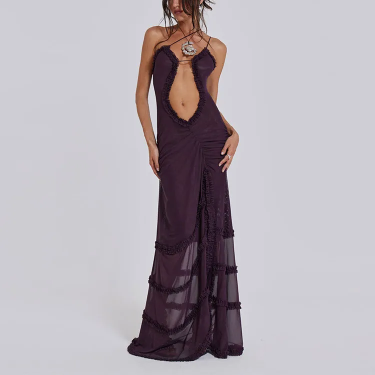 Jaded London Fatale Collection Slip Dresses Women's Dark Purple-1
