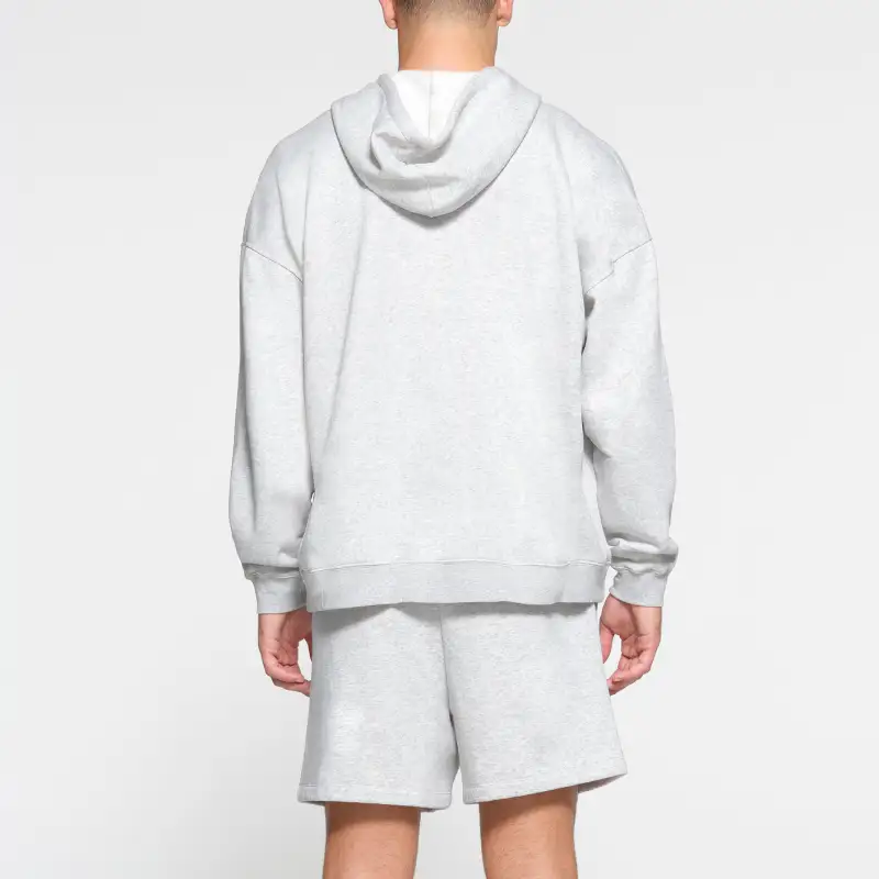 SKIMS FLEECE LOUNGE MENS RELAXED ZIP UP HOODIE Sweatshirt Men's Light Heather Grey-2