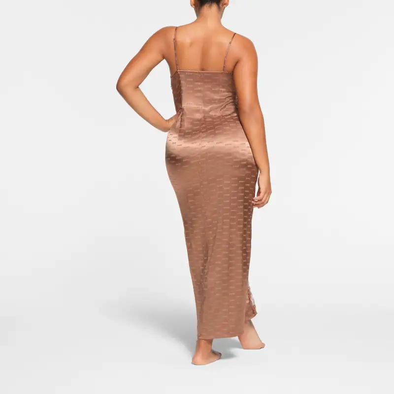 SKIMS JACQUARD LACE LONG DRESS Slip Dress Women's JASPER/Jasper-2