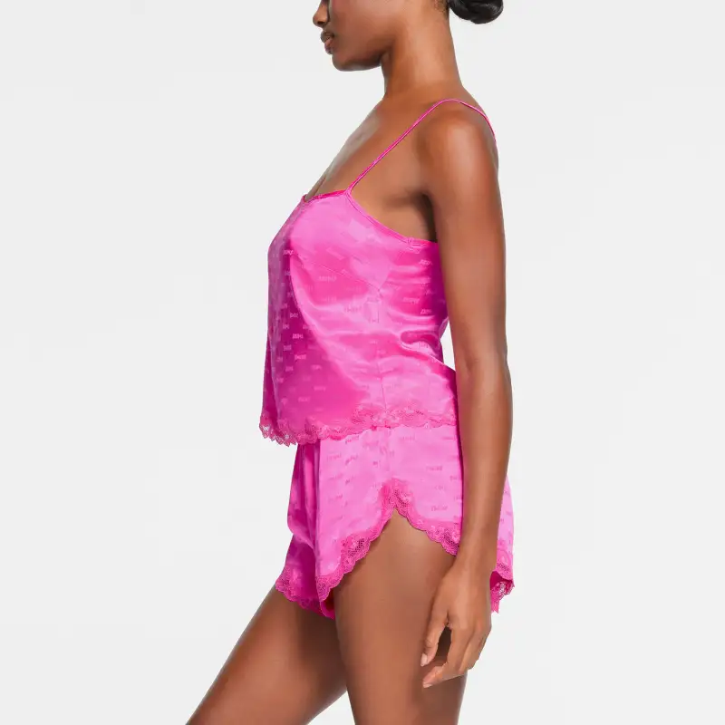 SKIMS JACQUARD LACE CAMI Tank Tops Women's HOT PINK/Bright Pink-3