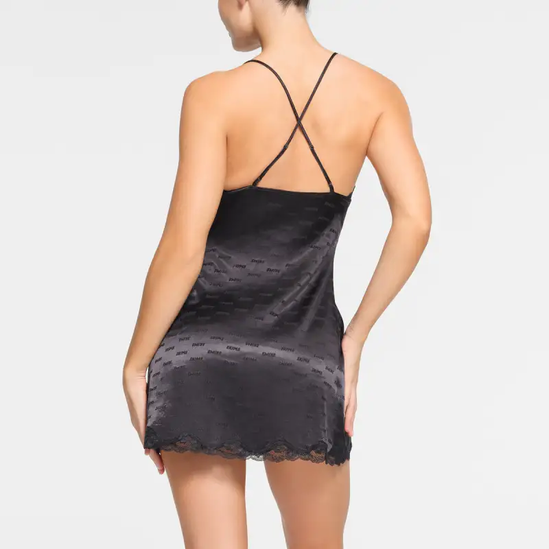 SKIMS JACQUARD LACE SLIP DRESS Slip Dresses Women's ONYX/Onyx-2