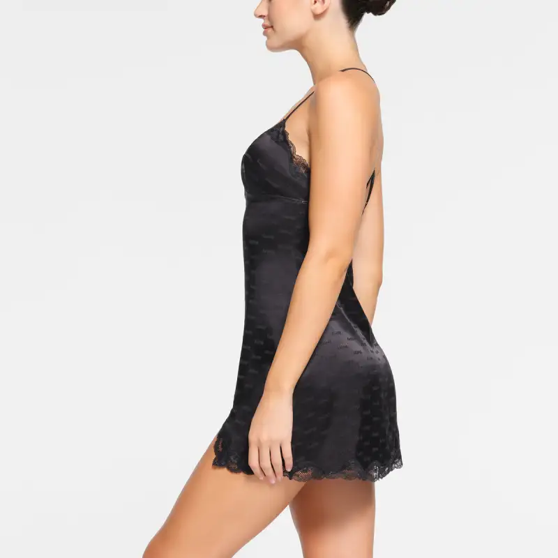SKIMS JACQUARD LACE SLIP DRESS Slip Dresses Women's ONYX/Onyx-3