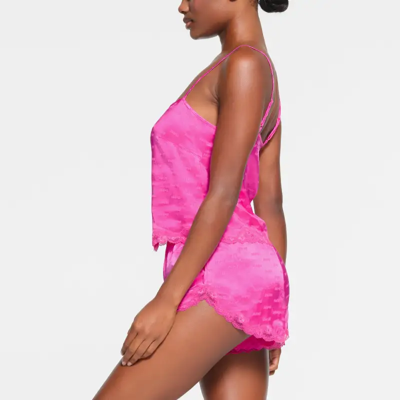 SKIMS JACQUARD LACE SHORT Casual Shorts Women's HOT PINK/Bright Pink-3