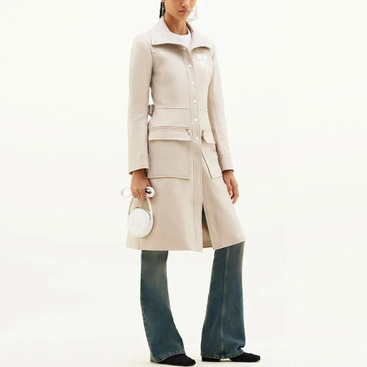 Courrèges Vinyl Trench Coat 'Cream'-3
