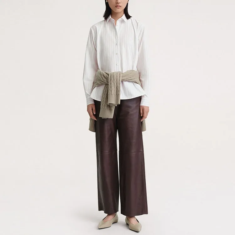 TOTEME SS24 Shirt Women's White/Bordeaux Burgundy-1