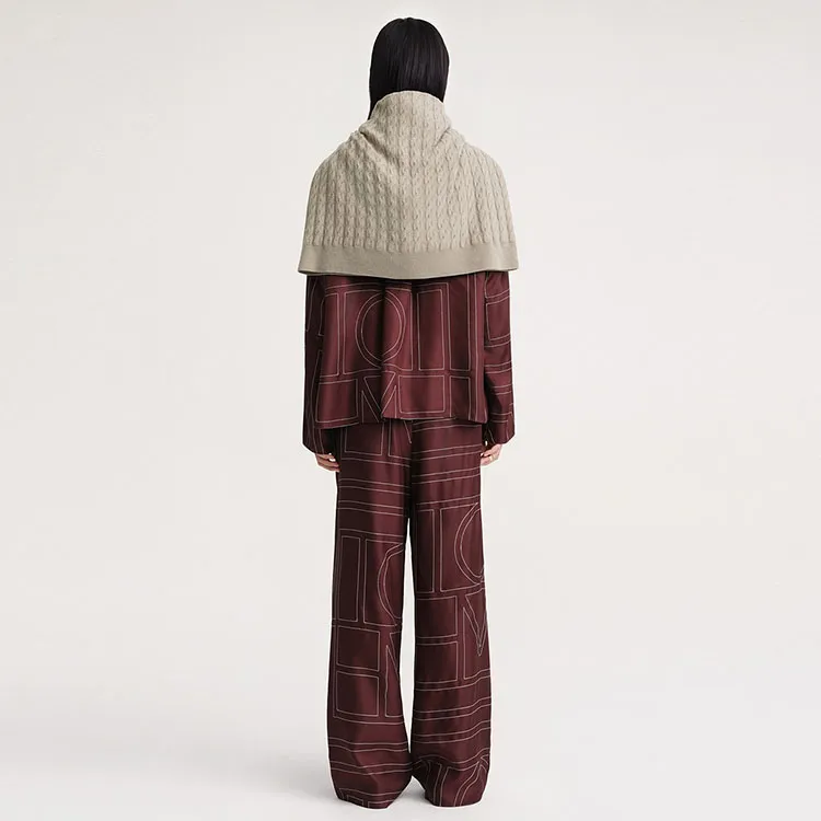 TOTEME SS24 Casual Pants Women's Bordeaux Burgundy-2