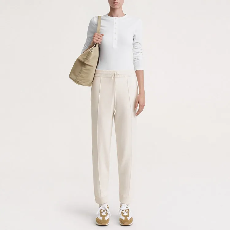 TOTEME SS24 Knitted Sweatpants Women's Macadamia Nut-1