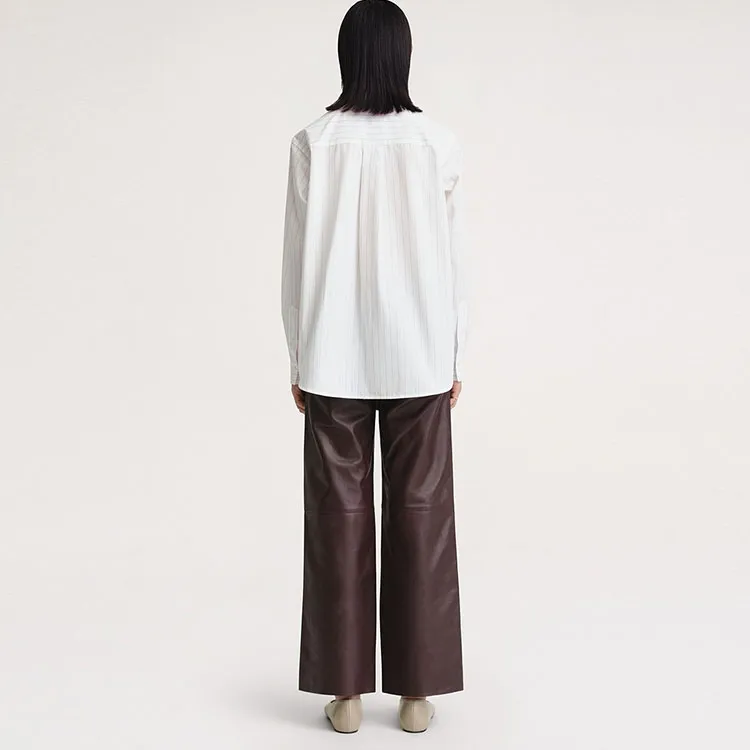 TOTEME SS24 Shirt Women's White/Bordeaux Burgundy-2