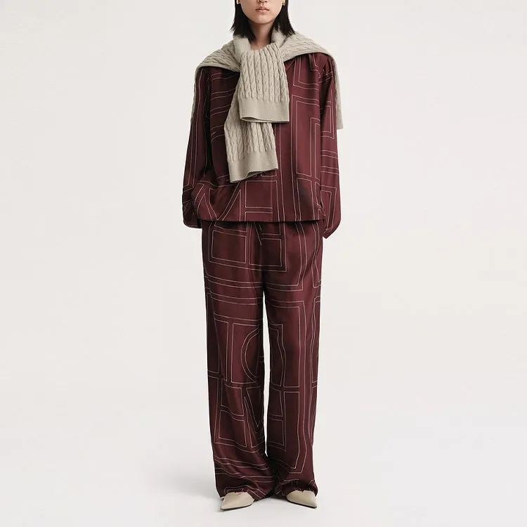 TOTEME SS24 Casual Pants Women's Bordeaux Burgundy-1