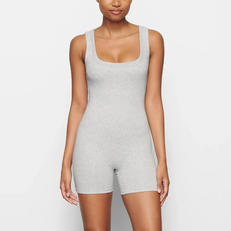 SKIMS COTTON RIB ONESIE Bodysuits Women's LIGHT HEATHER GREY/Light Heather Gray-1