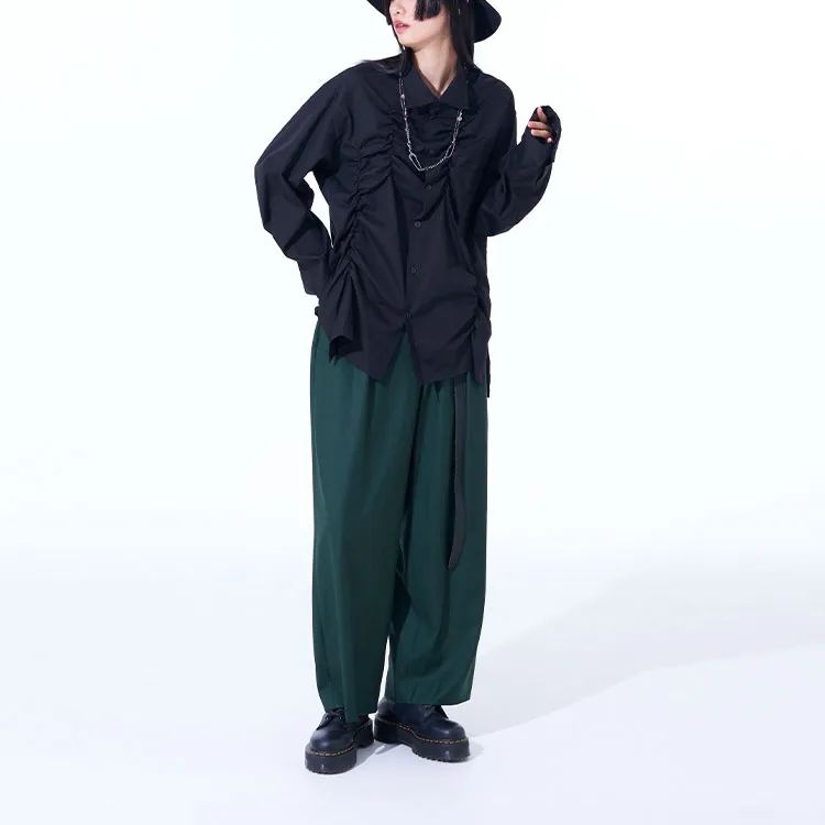 Yohji Yamamoto Casual Pants Unisex Dark Green-2