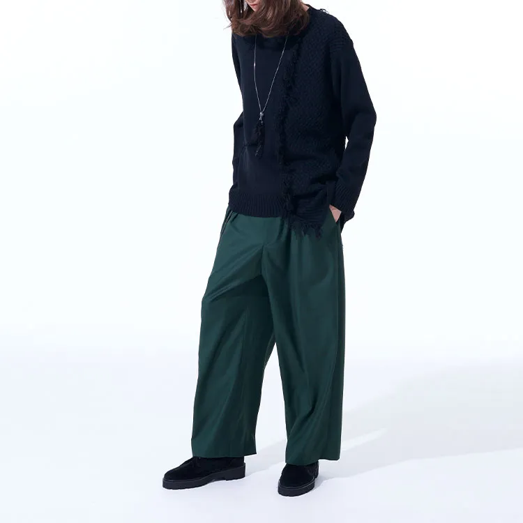 Yohji Yamamoto Casual Pants Unisex Dark Green-3