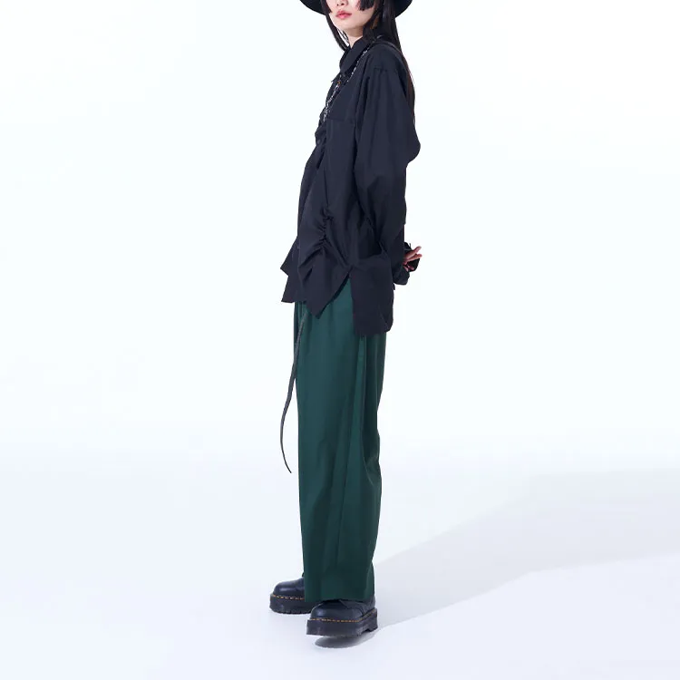 Yohji Yamamoto Casual Pants Unisex Dark Green-5