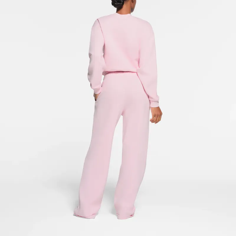 SKIMS SS24 COTTON FLEECE CLASSIC STRAIGHT LEG PANT Casual Pants Women's CHERRY BLOSSOM/Cherry Blossom-2