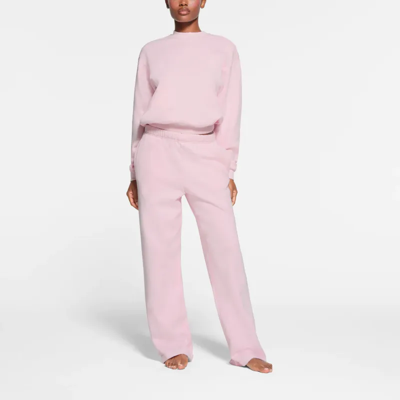 SKIMS SS24 COTTON FLEECE CLASSIC STRAIGHT LEG PANT Casual Pants Women's CHERRY BLOSSOM/Cherry Blossom-1