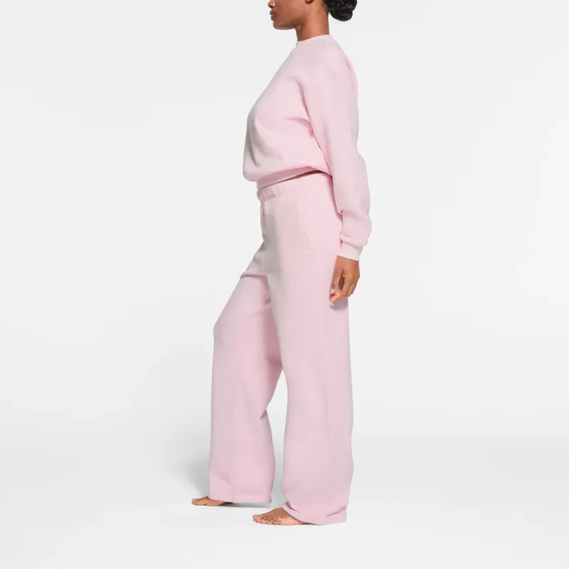 SKIMS SS24 COTTON FLEECE CLASSIC STRAIGHT LEG PANT Casual Pants Women's CHERRY BLOSSOM/Cherry Blossom-3