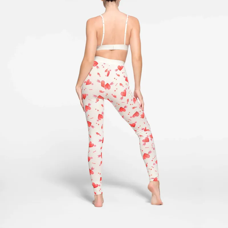 SKIMS Valentine's Day COTTON RIB LEGGING Leggings Women's MARBLE HEART AND ARROW/Marble Heart Arrow-2