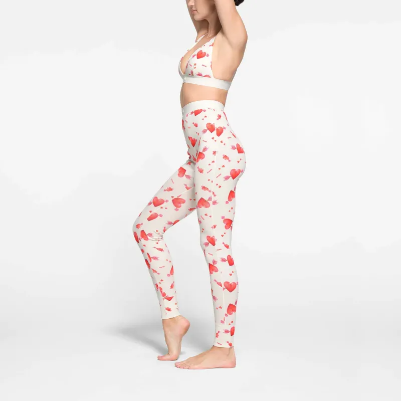 SKIMS Valentine's Day COTTON RIB LEGGING Leggings Women's MARBLE HEART AND ARROW/Marble Heart Arrow-3