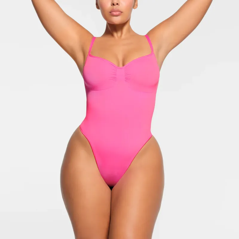 SKIMS Valentine's Day SEAMLESS SCULPT THONG BODYSUIT Bodysuits Women's SUGAR PINK/Sugar Pink-1