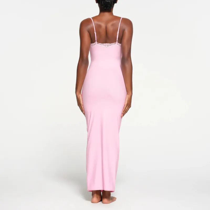 SKIMS Valentine's Day FITS EVERYBODY LACE LONG SLIP DRESS Slip Dresses Women's CHERRY BLOSSOM TONAL/Cherry Blossom Pink-1