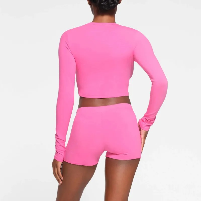 SKIMS Valentine's Day COTTON JERSEY SHORT Casual Shorts Women's HOT PINK/Bright Pink-2