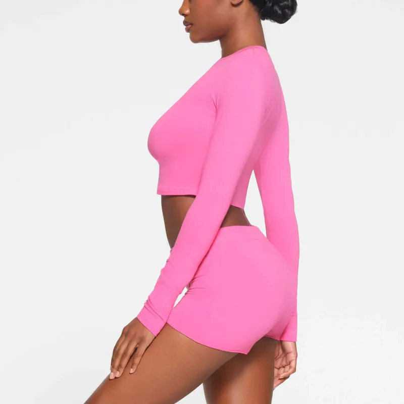 SKIMS Valentine's Day COTTON JERSEY SHORT Casual Shorts Women's HOT PINK/Bright Pink-3