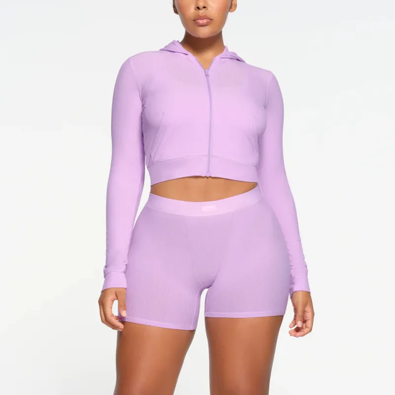 SKIMS Valentine's Day SOFT LOUNGE ZIP UP HOODIE Sweatshirt Women's SUGAR PLUM/Tang Mei-1