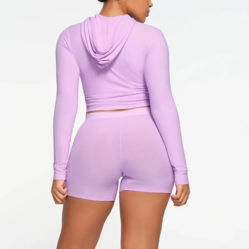 SKIMS Valentine's Day SOFT LOUNGE ZIP UP HOODIE Sweatshirt Women's SUGAR PLUM/Tang Mei-2
