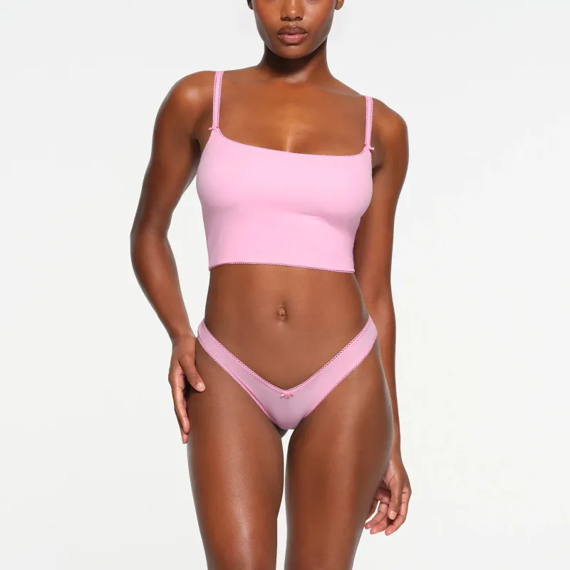 SKIMS Valentine's Day FITS EVERYBODY PICOT TRIM CROPPED CAMI Tank Tops Women's BUBBLE GUM/Bubble Gum-1
