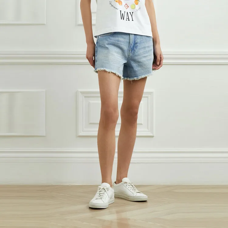FRAME Distressed Denim Shorts-1