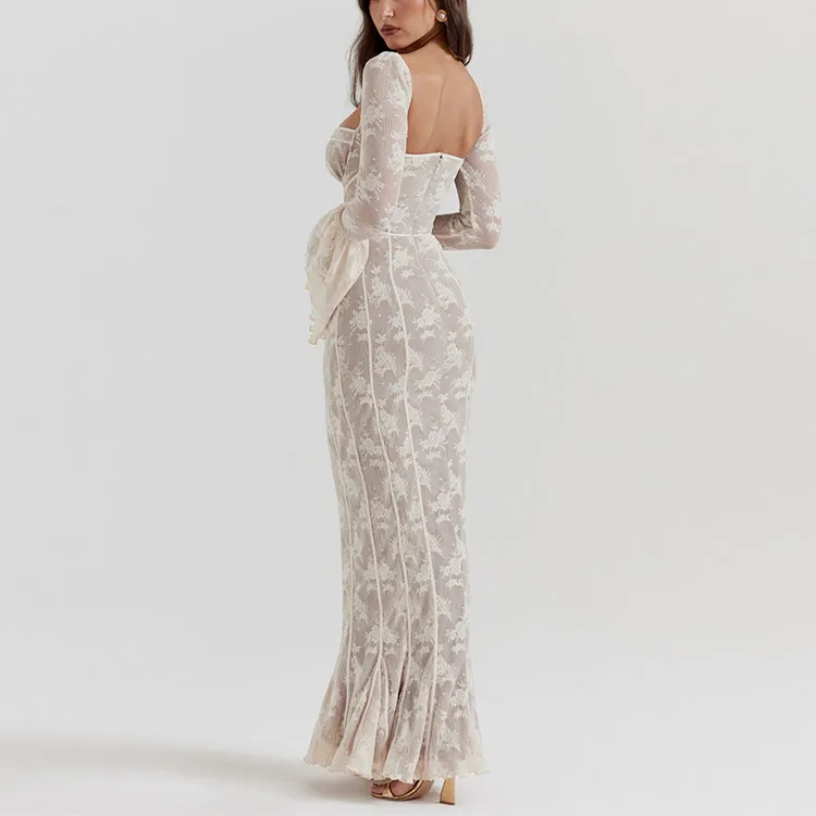 HOUSE OF CB Long Sleeved Dress Women's Cream-3