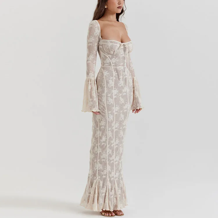 HOUSE OF CB Long Sleeved Dress Women's Cream-4